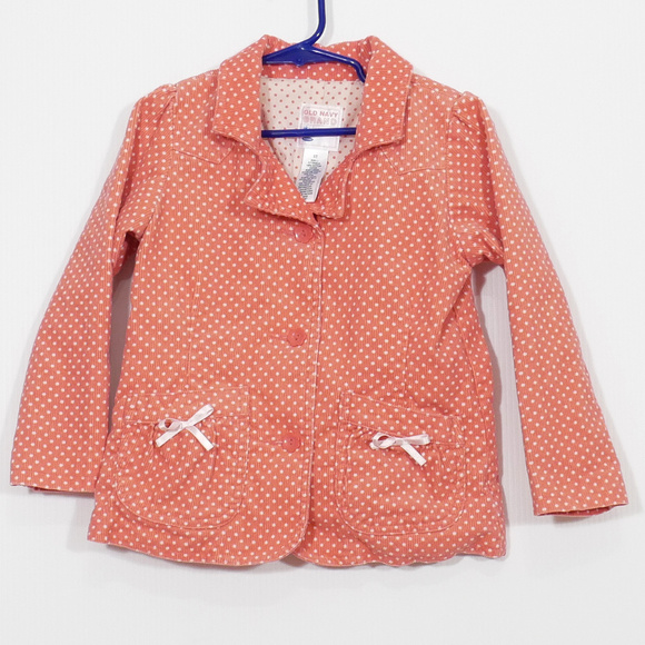 Old Navy Pink Polka Dot Lined Corduroy Jacket 5T - Picture 1 of 3